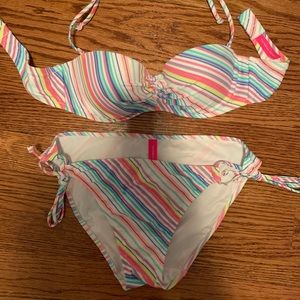 Victoria’s Secret White Rainbow Stripe Bikini